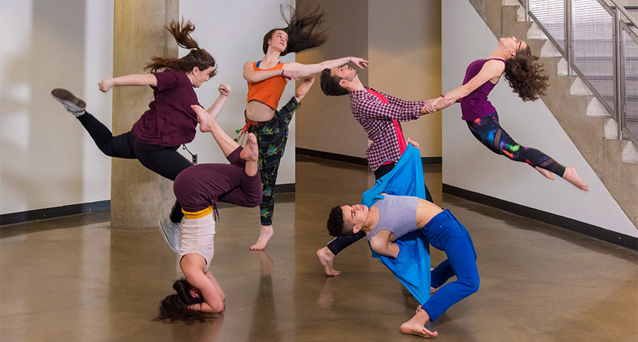 Dance students performing in Katzen Arts Center