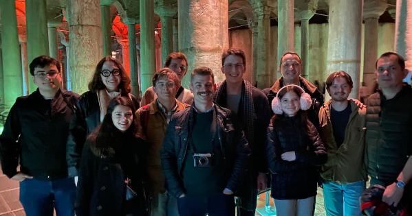 Trip participants in the Basilica Cistern under the streets of Istanbul.
