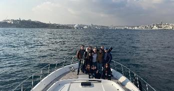 Trip participants enjoying some time on the Bosphorus.