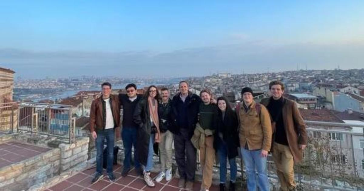 Students on the roof of the Tekfur Museum in Istanbul.