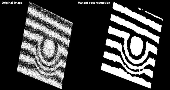 Left: Fuzzy, distorted stripes and circle. Right: Clear stripes and circle.
