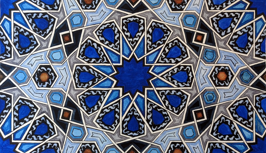 Blue geometric artwork