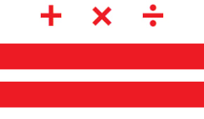 DC flag with stars replaced by plus, multiply, and divide signs