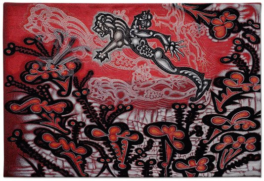 Carlos Luna, Sometimes, 2015. Jacquard tapestry.