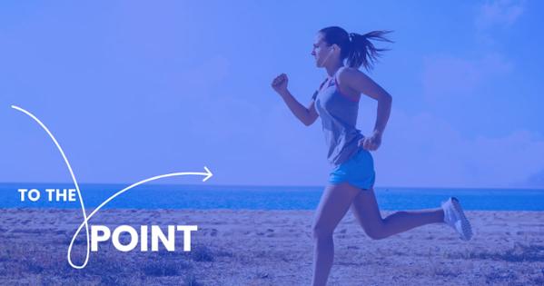 To the Point logo and photo of woman running on beach