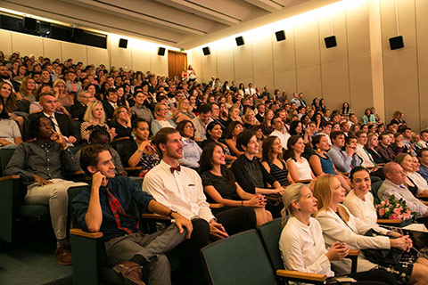 Audience enjoying Carmel Institute presentation of Battalion.