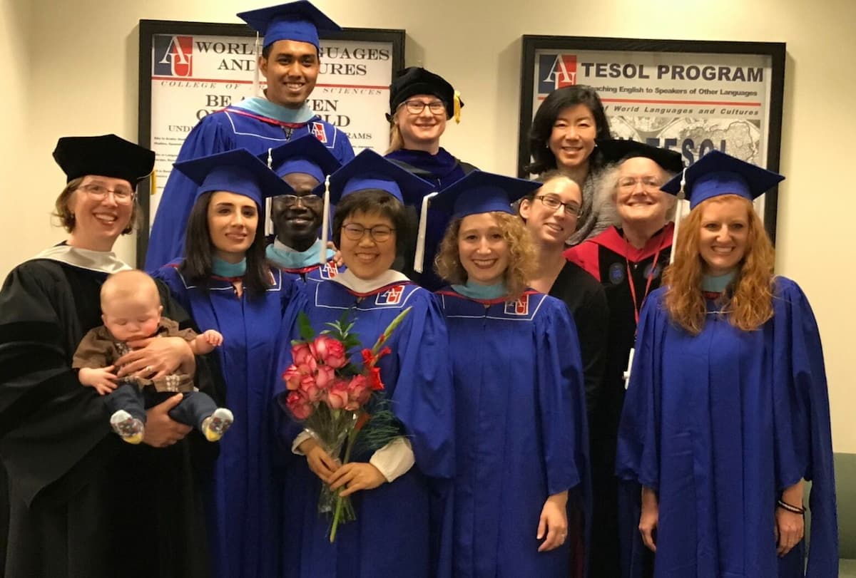AU TESOL students and faculty gathered during commencement.