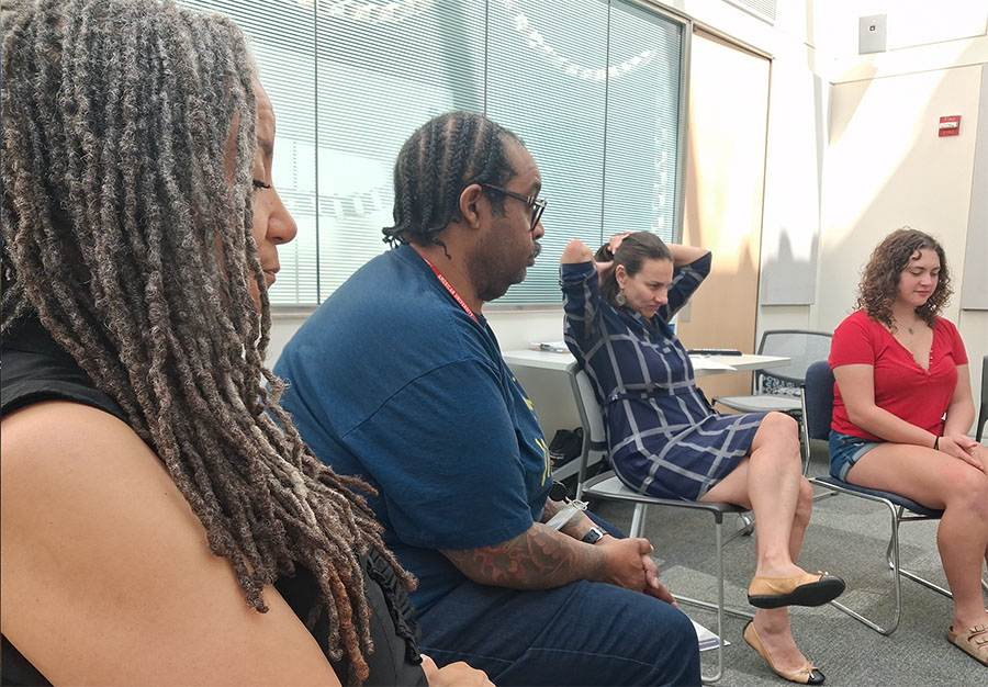 Faculty and students participate in ARPC Doctoral Fellow Dave Tranchtenberg's dialogue circles.