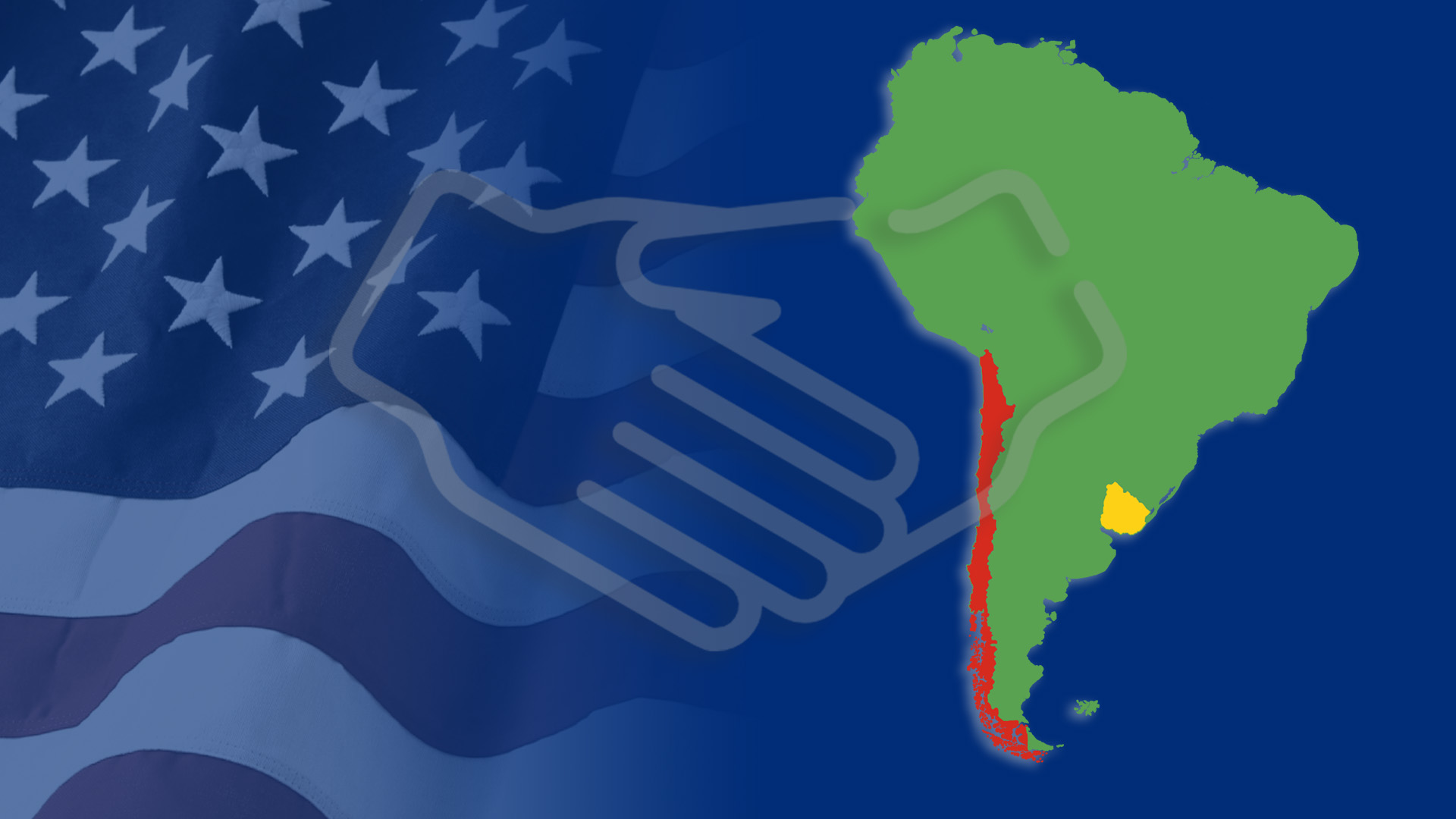 US flag and South America continent