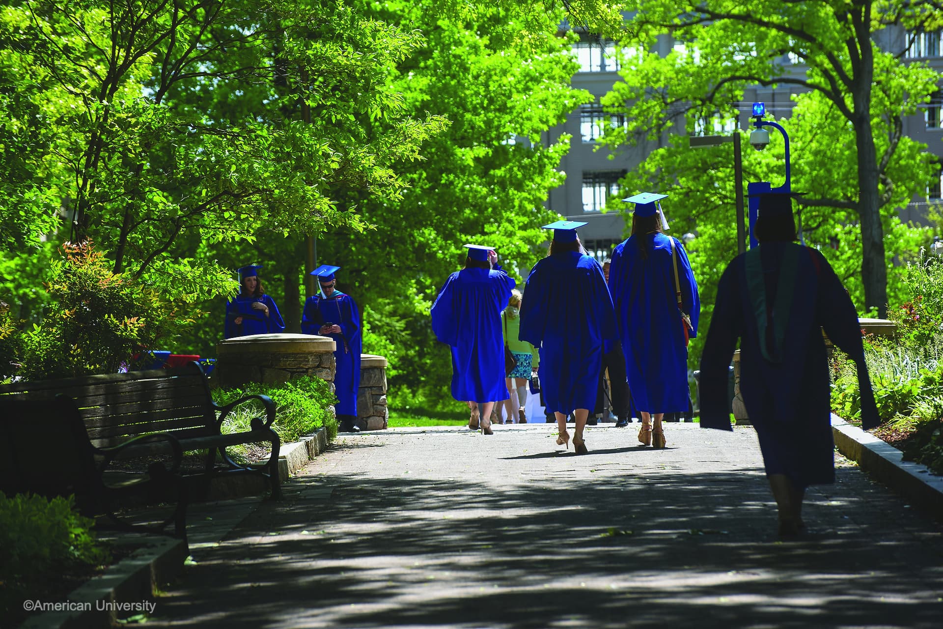 Students walking to Commencement