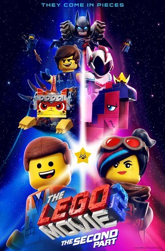 Movie poster for "The Lego Movie: The Second Part," with various characters and the subtitle, "They Come in Pieces"