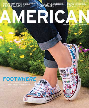 July 2015 cover of American magazine, featuring custom pair of AU Chuck Taylors