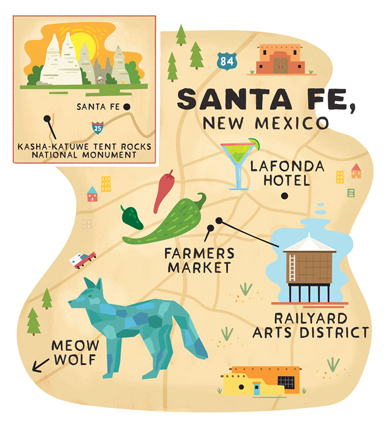 illustrated map of Santa Fe