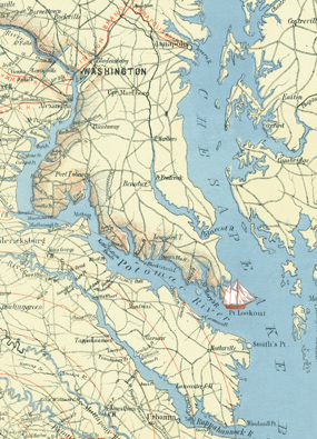 map of the Pearl near Point Lookout, Maryland