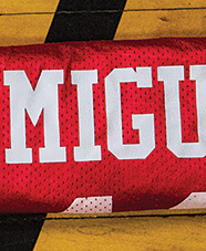 football jersey with "Miguel" on the back