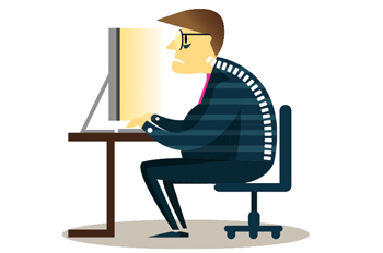 Illustration of an office worker sitting at a desk