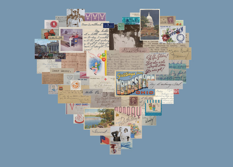 heart made from old letters