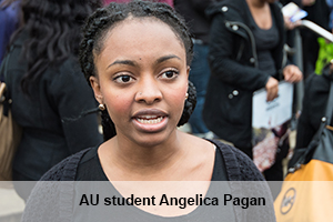 American University student Angelica Pagan led the die-in on campus. 