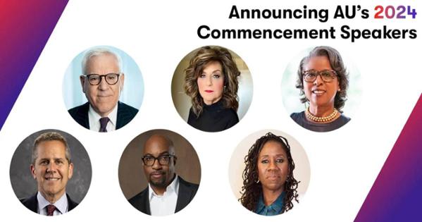 2024 commencement speakers: David M. Rubenstein, Michael S. Barr, Kwame Alexander, Caroline Aaron, British Robinson, Sherrilyn Ifill