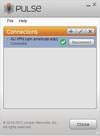 You will also see the JUNOS PULSE icon in the system tray in the lower right corner of your computer screen indicating that you are connected.
