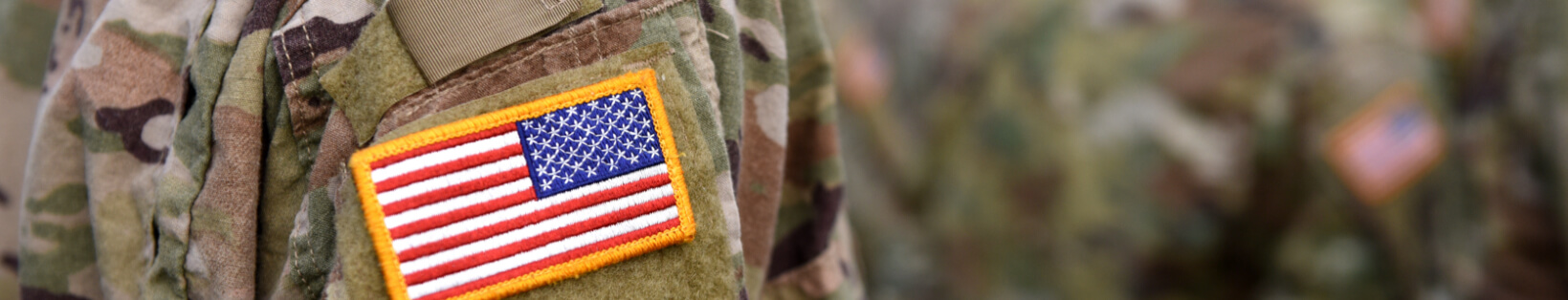military service member flag on arm