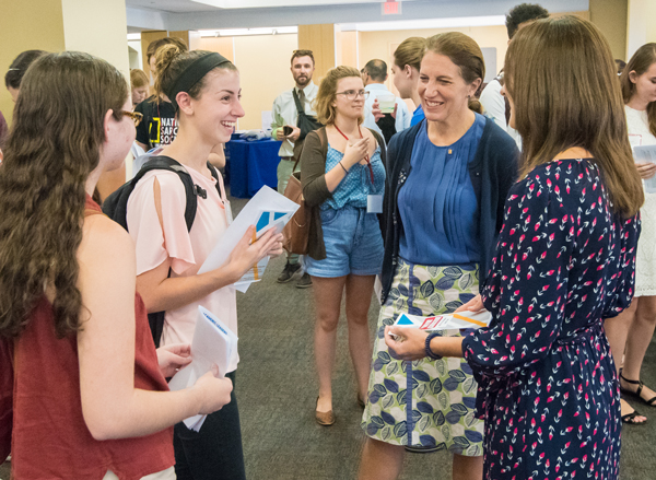 President Burwell meeting with students.