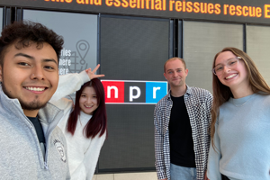 Josue with classmates on a site visit to National Public Radio