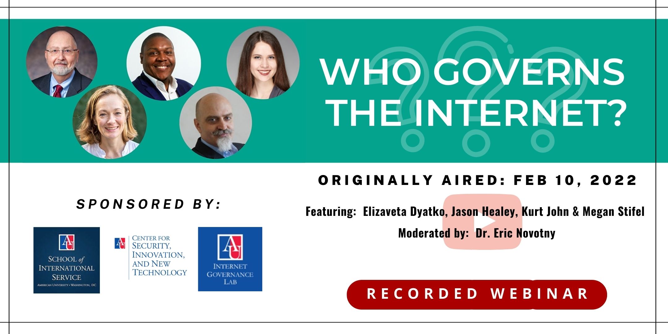 Title slide for recorded webinar - Who governs the internet?