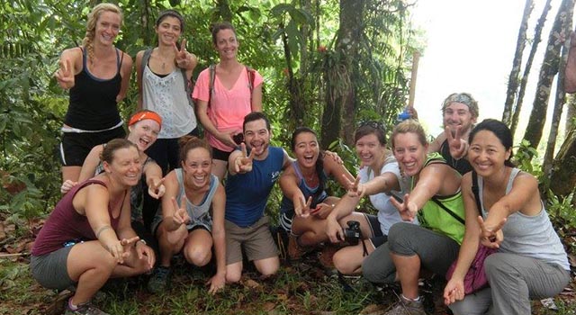 group of students in the rainforest of Costa Rica while doing their year abroad at the University for Peace