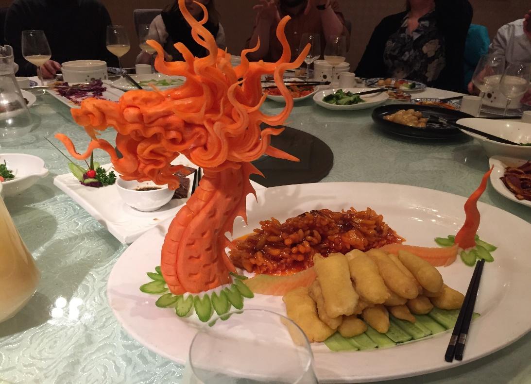 Food carving of a Chinese dragon