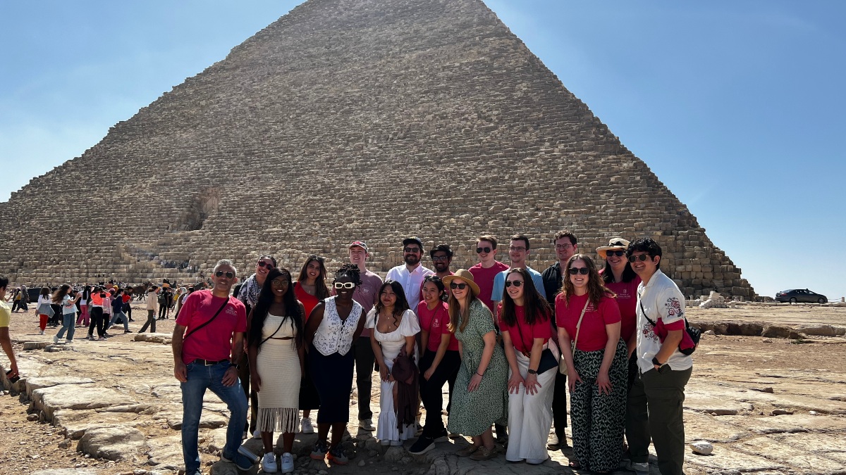 PUAD-675 students in front of Pyramid for study abroad class