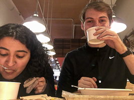 Washington Semester Program students enjoying a bite to eat in Washington DC