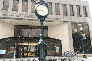 The American University campus during a snowfall, taken by Washington Semester Program student ambassador Wes Nichols