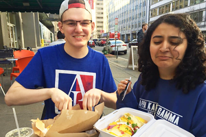 Washington Semester Program student Bita Kavoosi enjoys some delicious food with a friend in Washington DC