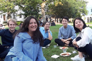 Washington Semester student ambassador Jiyoun Yoo with friends from the program