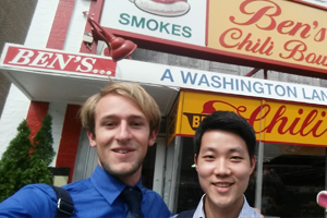 Washington Semester student ambassador Julian Krentscher with a friend