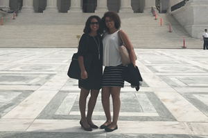 Mackenzie Chakara with friend in front of a monument in D.C.