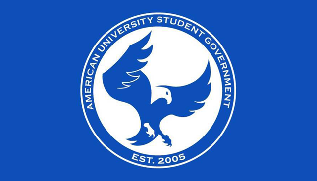 AU Student Government's seal with an eagle in the center.