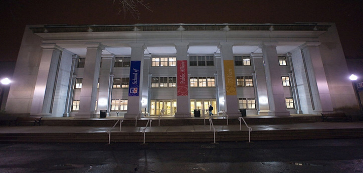 Ward Circle Building at Night