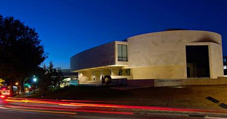 AU Musuem at night from Ward Circle