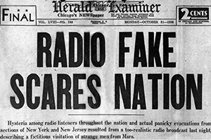A 1938 newspaper headline reads 