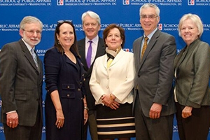 From left to right: Dan Fiorino, Felicia Marcus, William K. Reilly, Mindy Lubber, Bob Perciasepe, and Barbara Romzek.