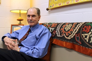 University Chaplain Joe Eldridge on his office sofa, 2013