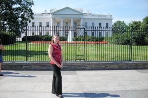 Washington Semester student in front of the White House.