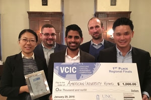 The Kogod Private Equity & Venture Capital Club team after winning the regional Venture Capital Investment Competition.