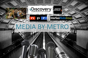 A photo of a metro station with media outlet logos overlaid.