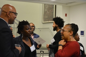 Kogod professor Sonya Grier (right) talking with colleagues at the 2017 Race in the Marketplace Forum.