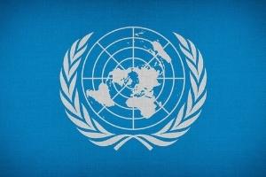 The flag of the United Nations.