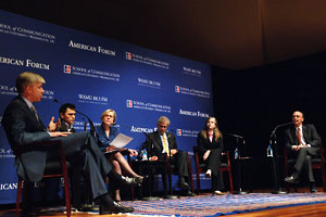Photo: The Oct. 13 American Forum featured people Twittering from the audience, and the stage.
