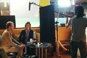 Tate Donovan and an AU SOC student on the set of Claudia Myers' Below the Beltway.